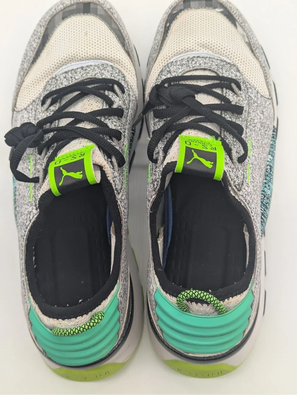 Mens Size 11.5 Puma RS-0 Game Restart Binary Green Gray White Shoes 367969-01